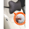 Подушка-косточка SIGER на подголовник автомобиля перфорированная экокожа ромб (черная) pkp002-b